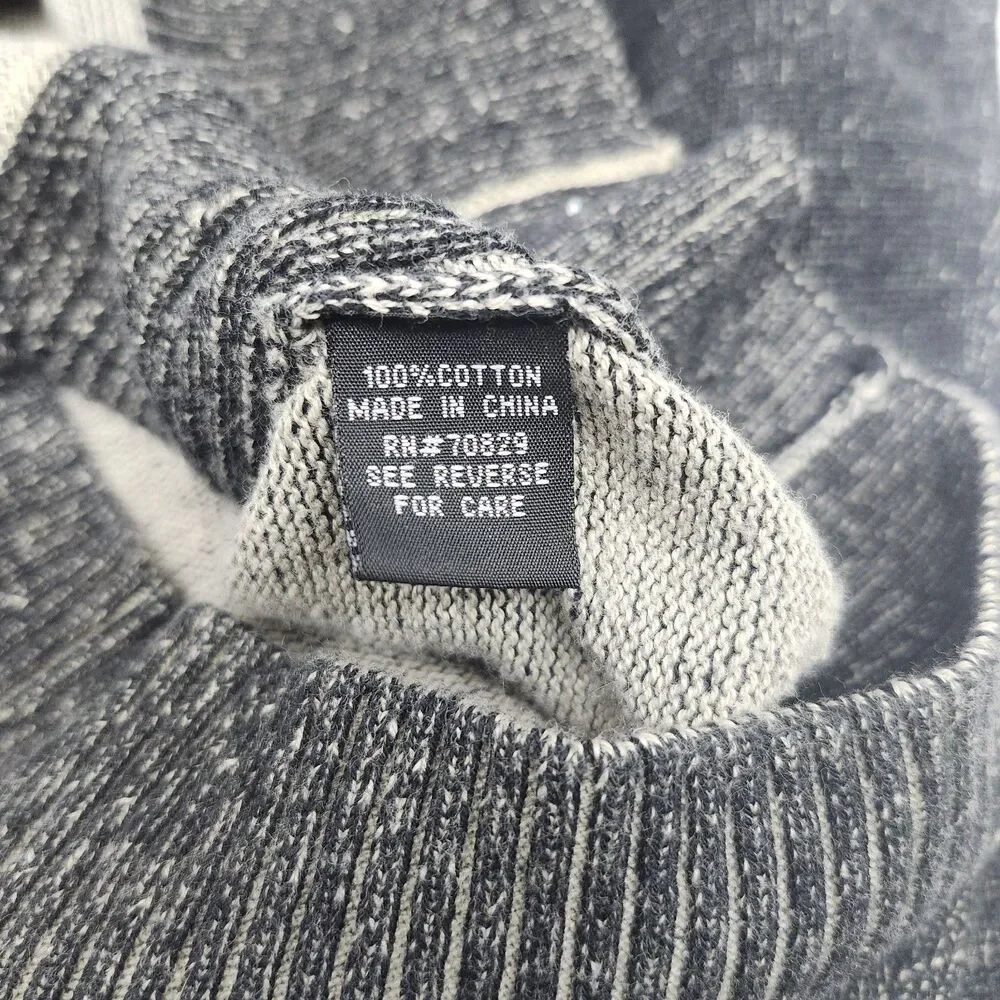 Carbon 1/4 Zip Sweater Mens Large Gray Knit Ribbed Mock Neck Urban Streetwear